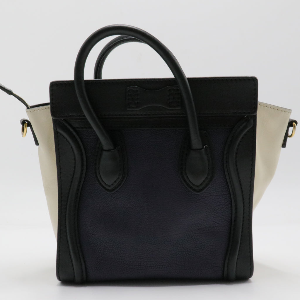 Bicolor Luggage Bag Canvas and Leather Mini