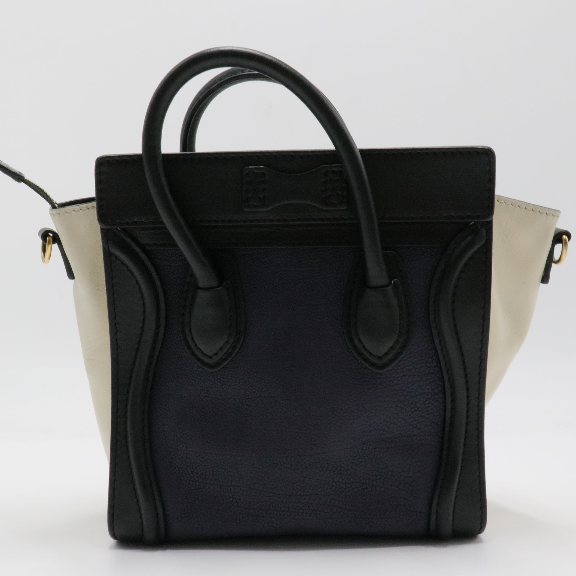 Bicolor Luggage Bag Canvas and Leather Mini