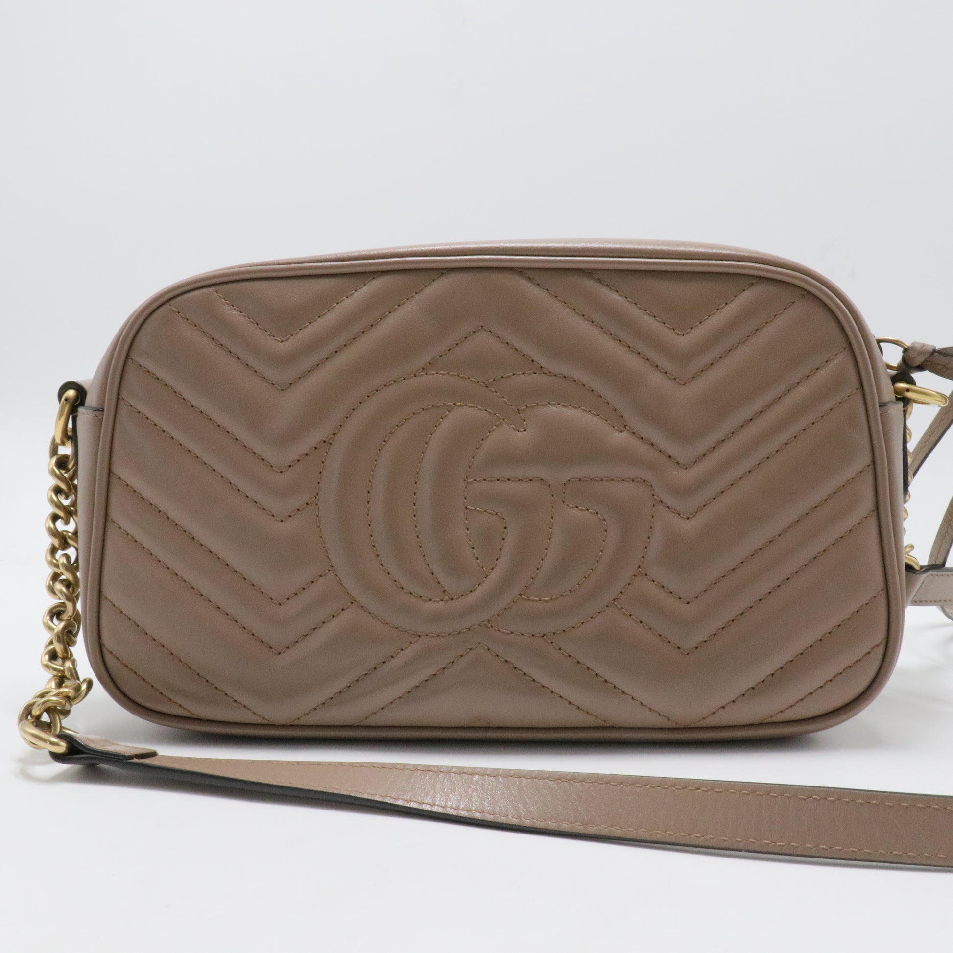 Calfskin Matelasse Small GG Marmont Chain Shoulder Bag Porcelain Rose