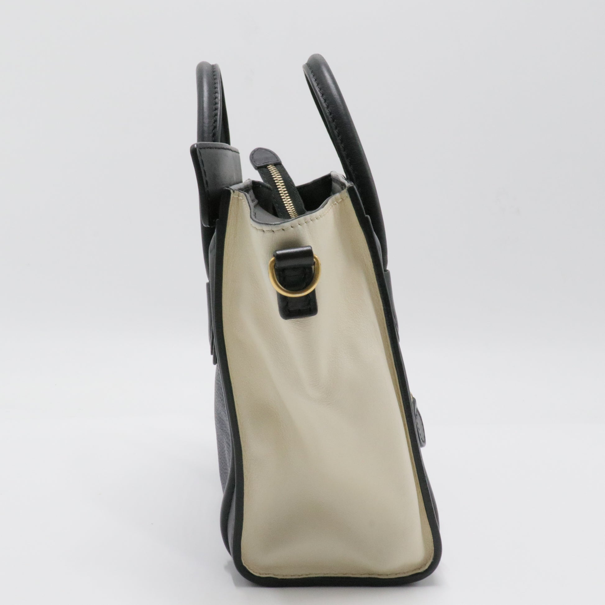 Bicolor Luggage Bag Canvas and Leather Mini
