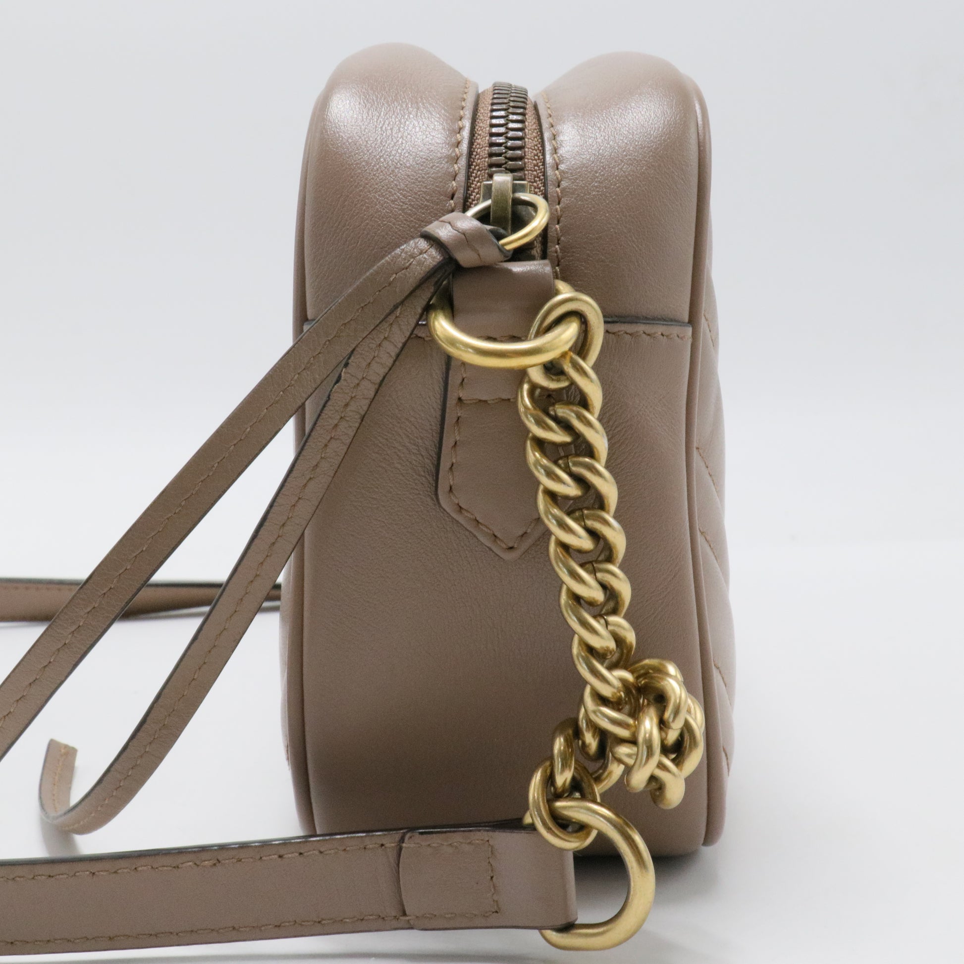 Calfskin Matelasse Small GG Marmont Chain Shoulder Bag Porcelain Rose