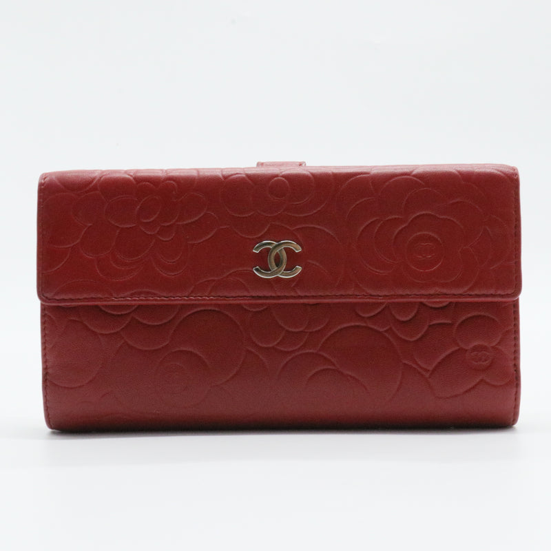 CC Flap Wallet Camellia Lambskin Long