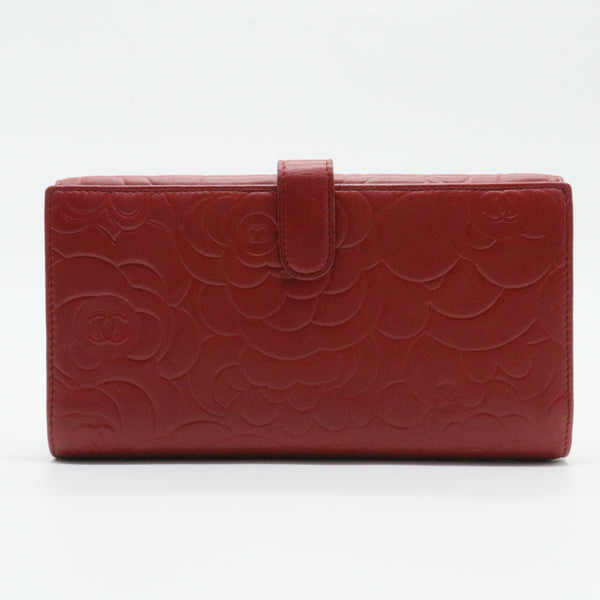 CC Flap Wallet Camellia Lambskin Long