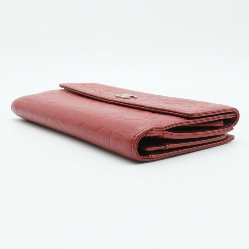 CC Flap Wallet Camellia Lambskin Long