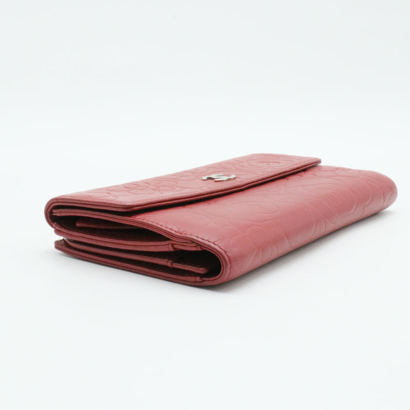 CC Flap Wallet Camellia Lambskin Long