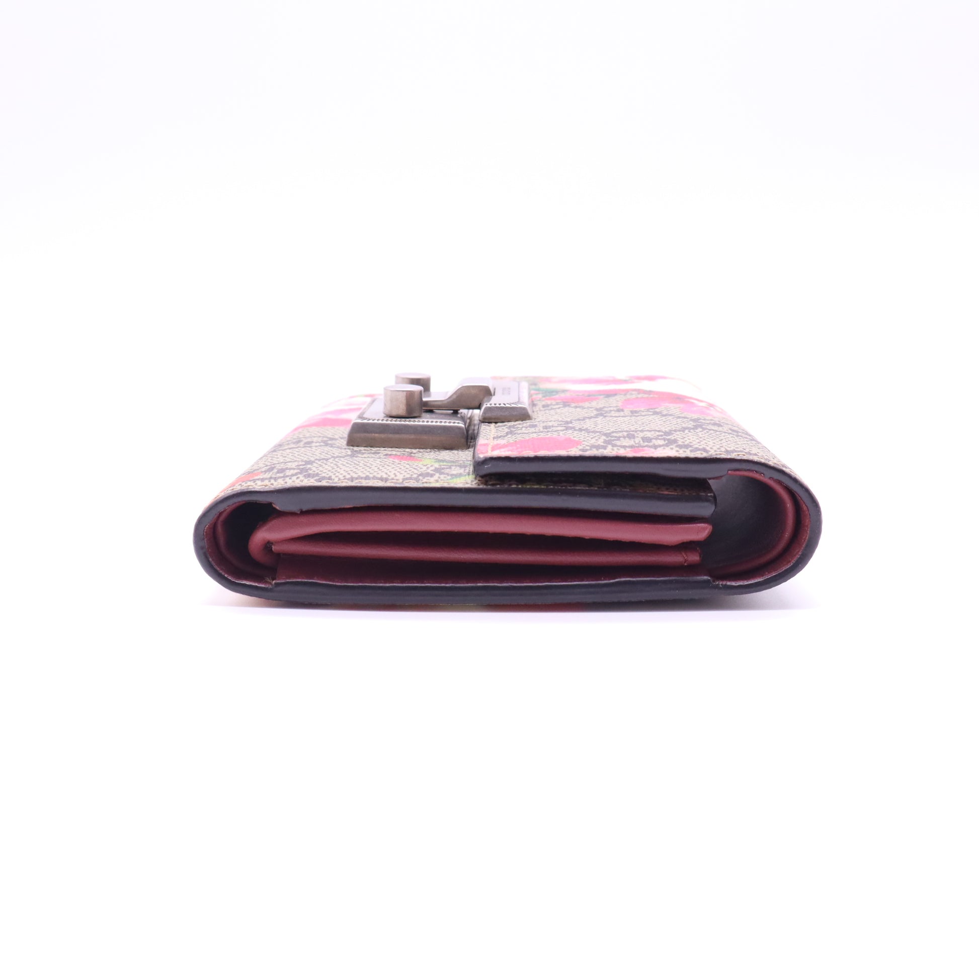 Gucci GG Supreme Blooms Padlock Compact Wallet W21572