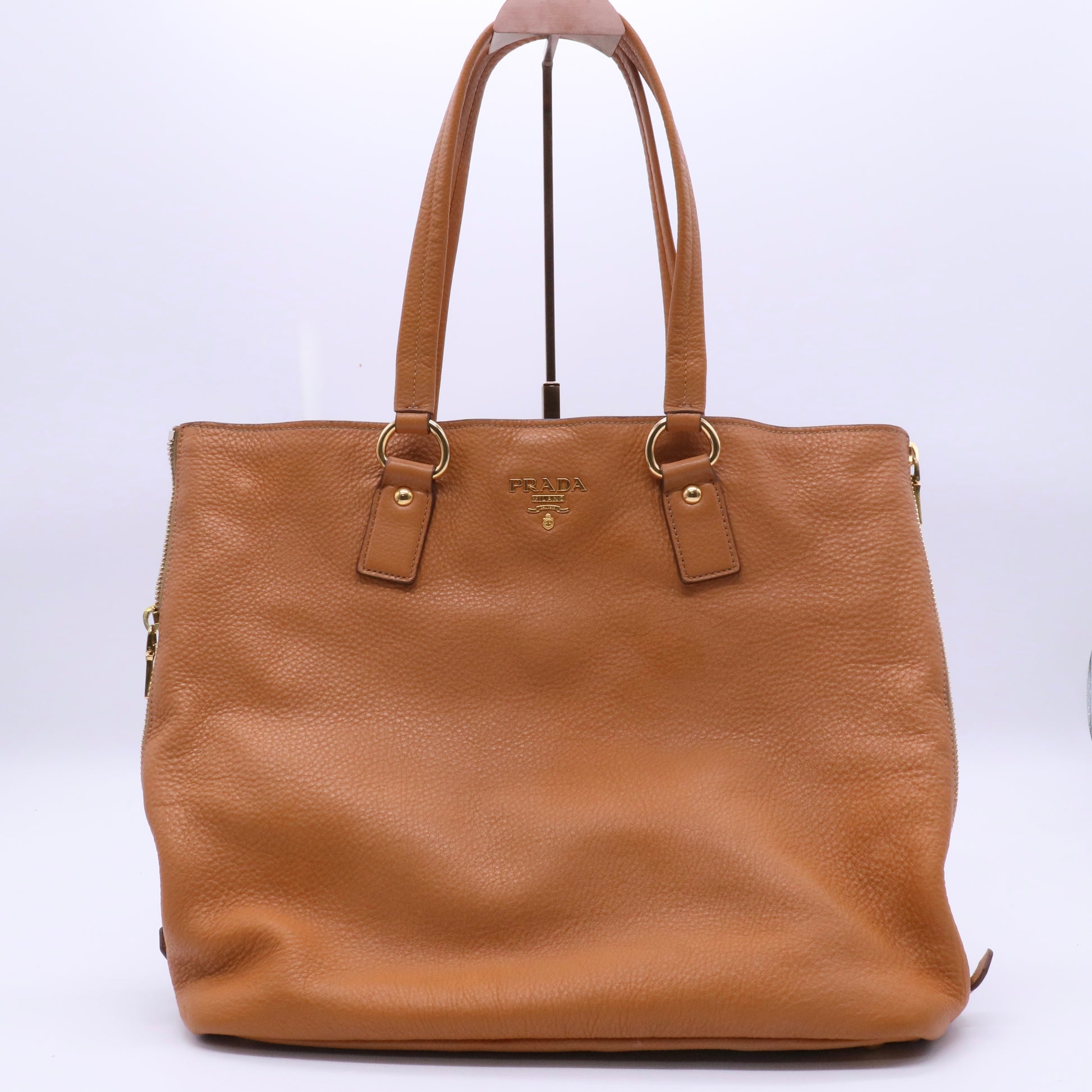 Side Zip Shopper Tote Vitello Daino Large Twins B20818