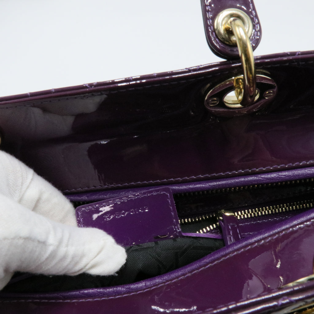 Vintage Lady Dior Bag Cannage Quilt Patent Large