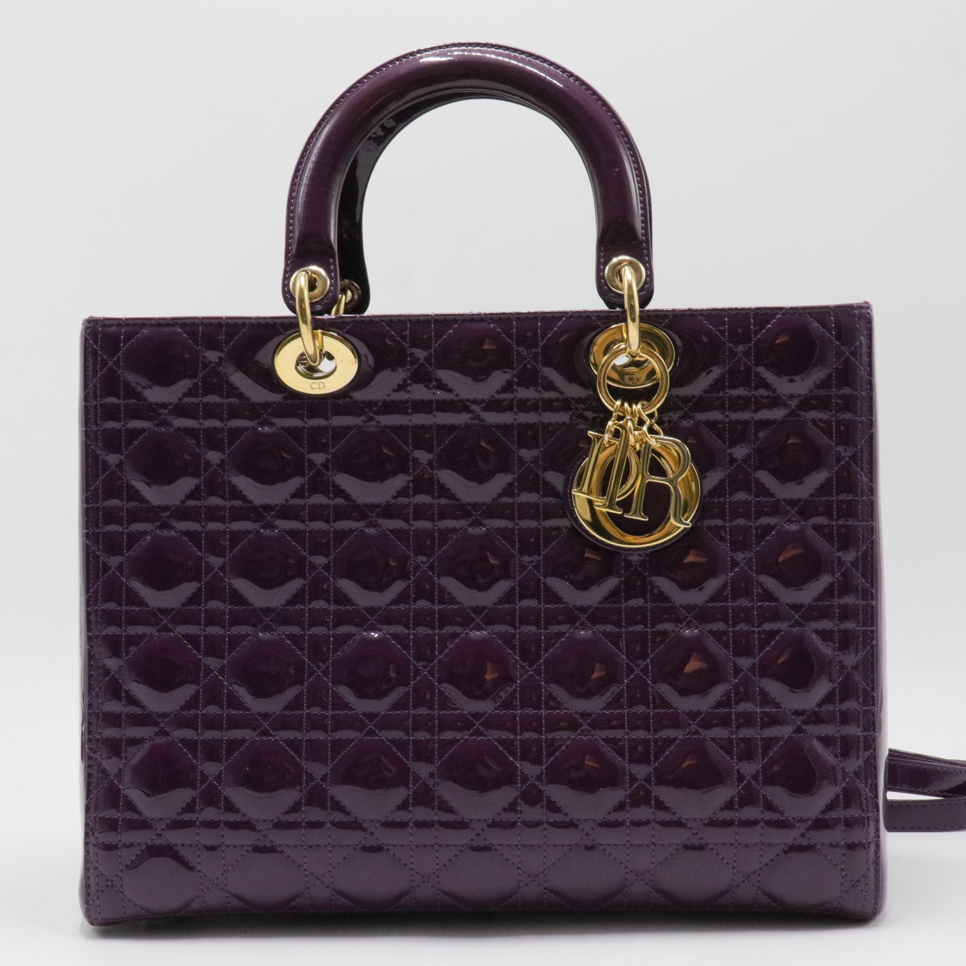 Vintage Lady Dior Bag Cannage Quilt Patent Large