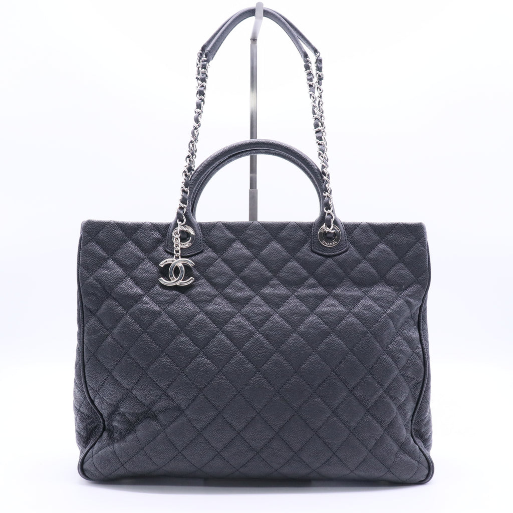 Caviar Quilted Large Urban Companion Top Handle Shopping Tote Black Twins LDJ2824