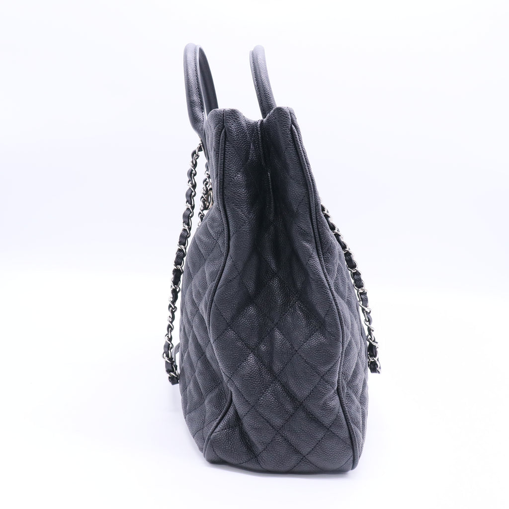 Caviar Quilted Large Urban Companion Top Handle Shopping Tote Black Twins LDJ2824