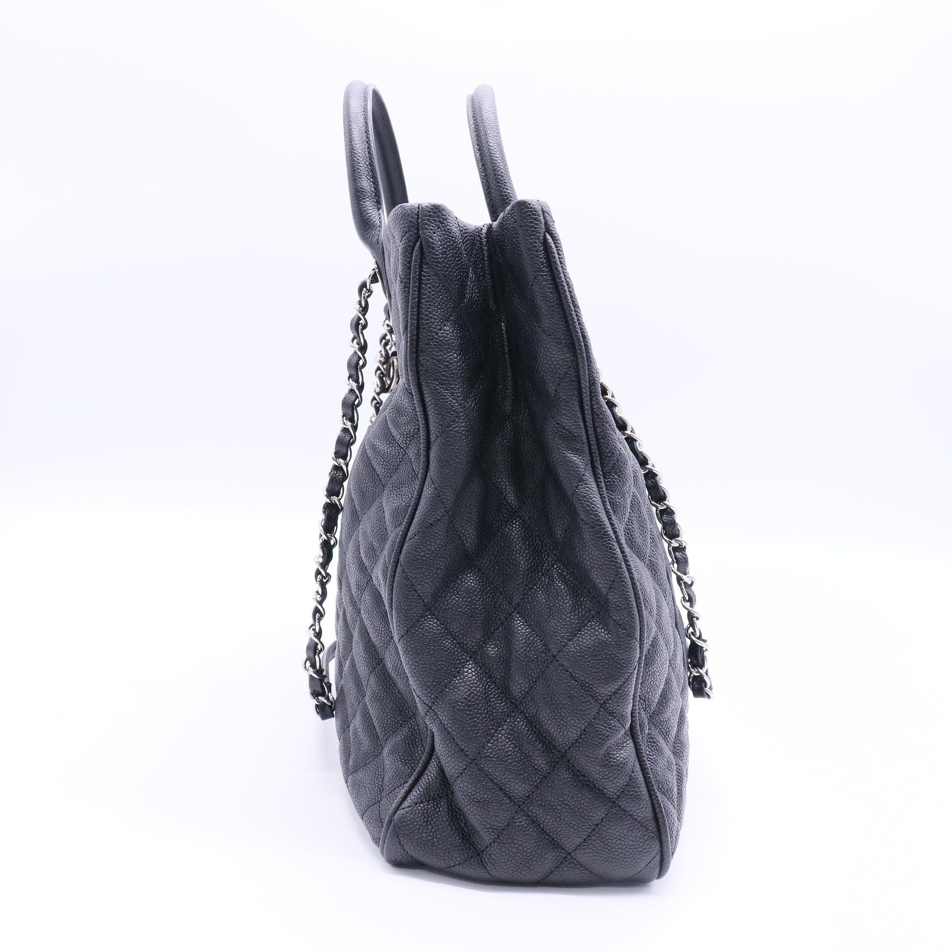 Caviar Quilted Large Urban Companion Top Handle Shopping Tote Black Twins LDJ2824