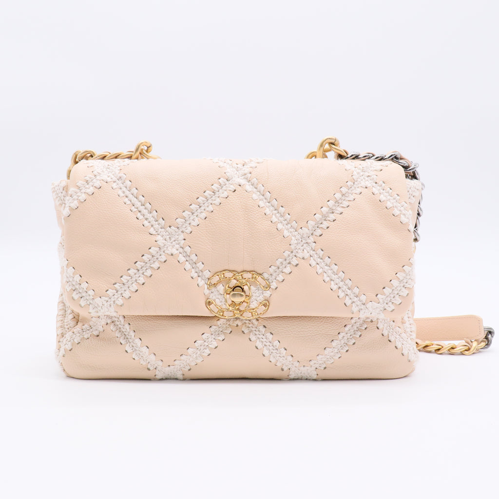Chanel 2021 Large Crochet & Calfskin 19 Flap Bag twins