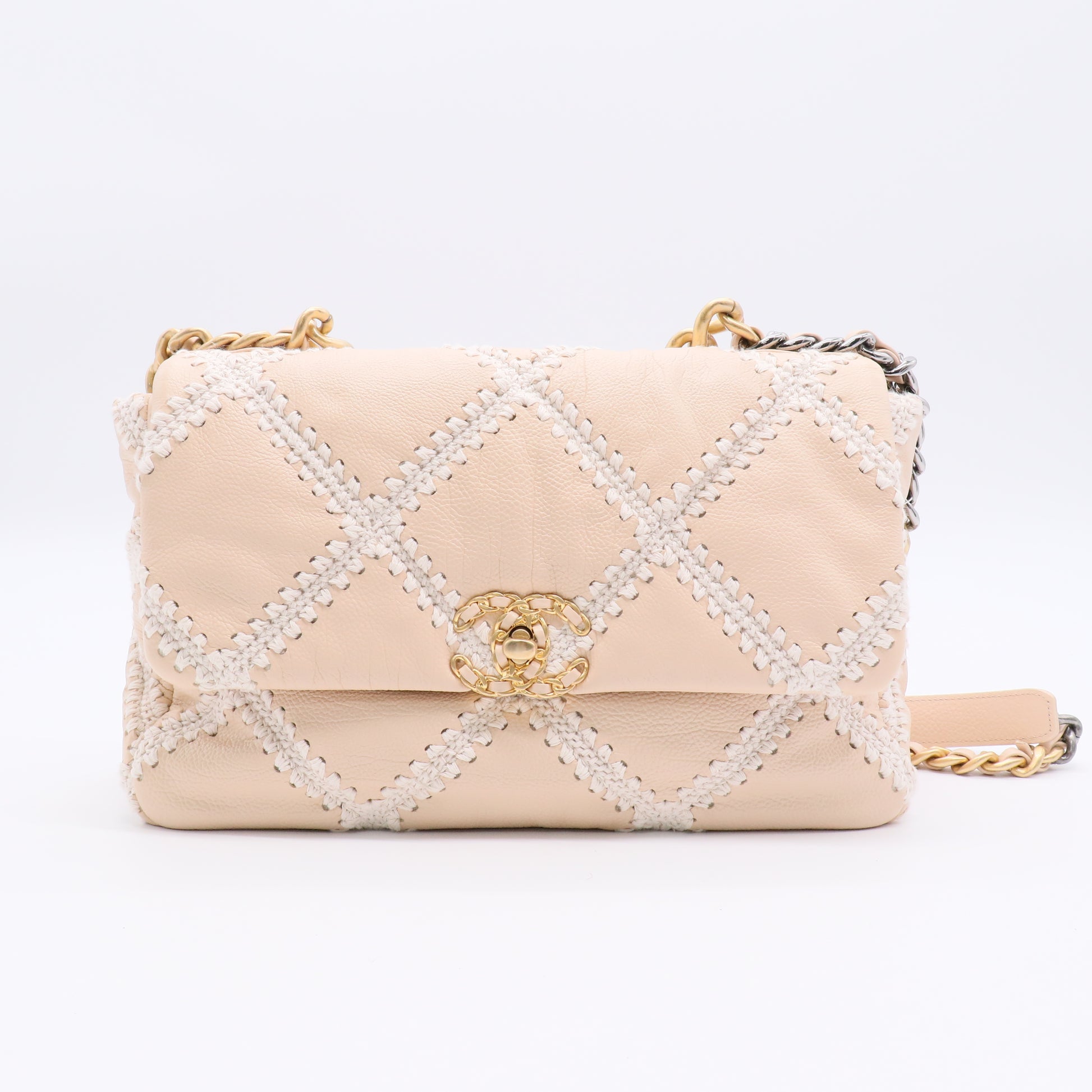 Chanel 2021 Large Crochet & Calfskin 19 Flap Bag twins