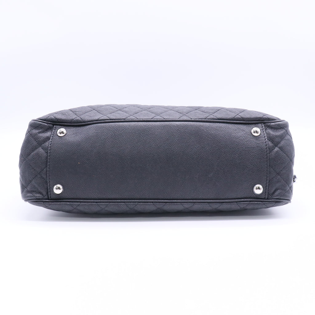 Caviar Quilted Large Urban Companion Top Handle Shopping Tote Black Twins LDJ2824
