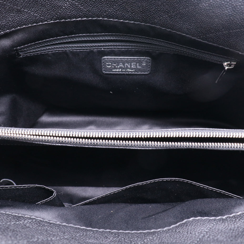 Caviar Quilted Large Urban Companion Top Handle Shopping Tote Black Twins LDJ2824