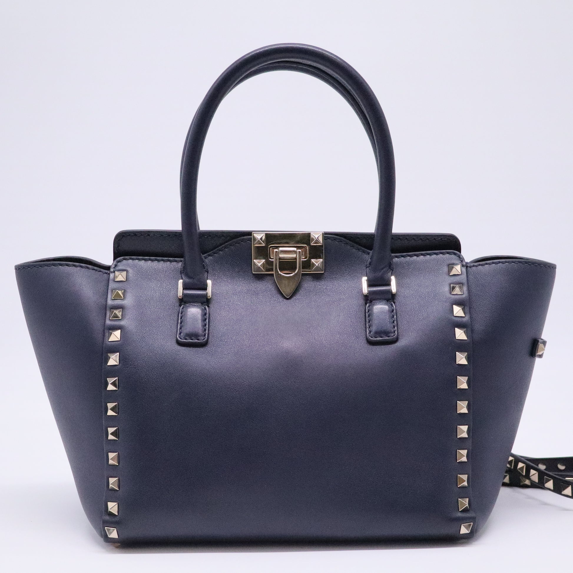 Vitello Small Rockstud Double Handle Tote