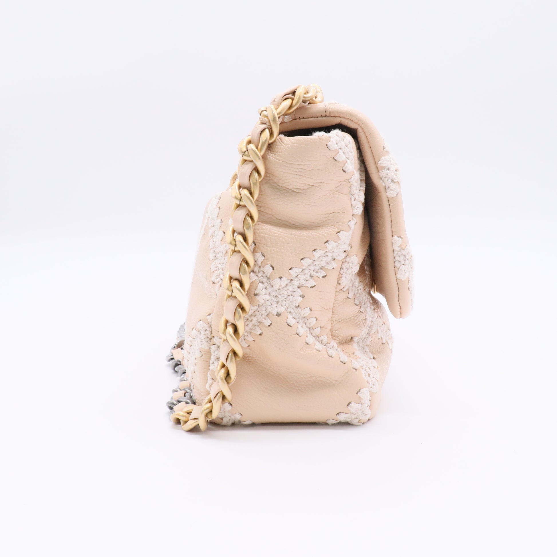 Chanel 2021 Large Crochet & Calfskin 19 Flap Bag twins