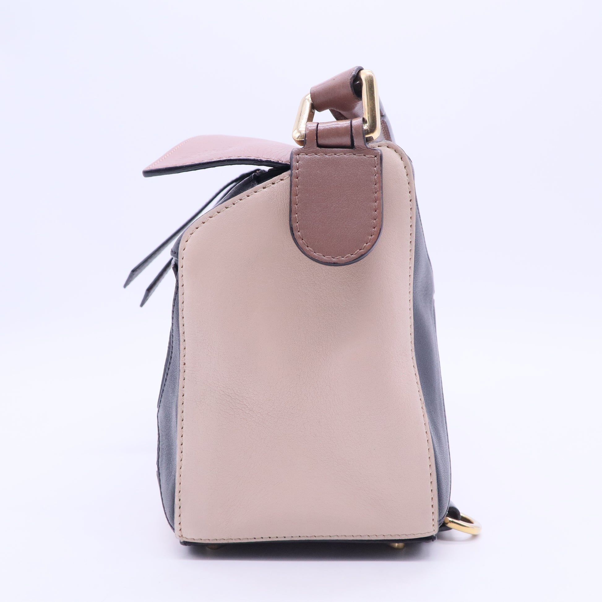Calfskin Small Puzzle Bag Sand Hazelnut Ash B12390