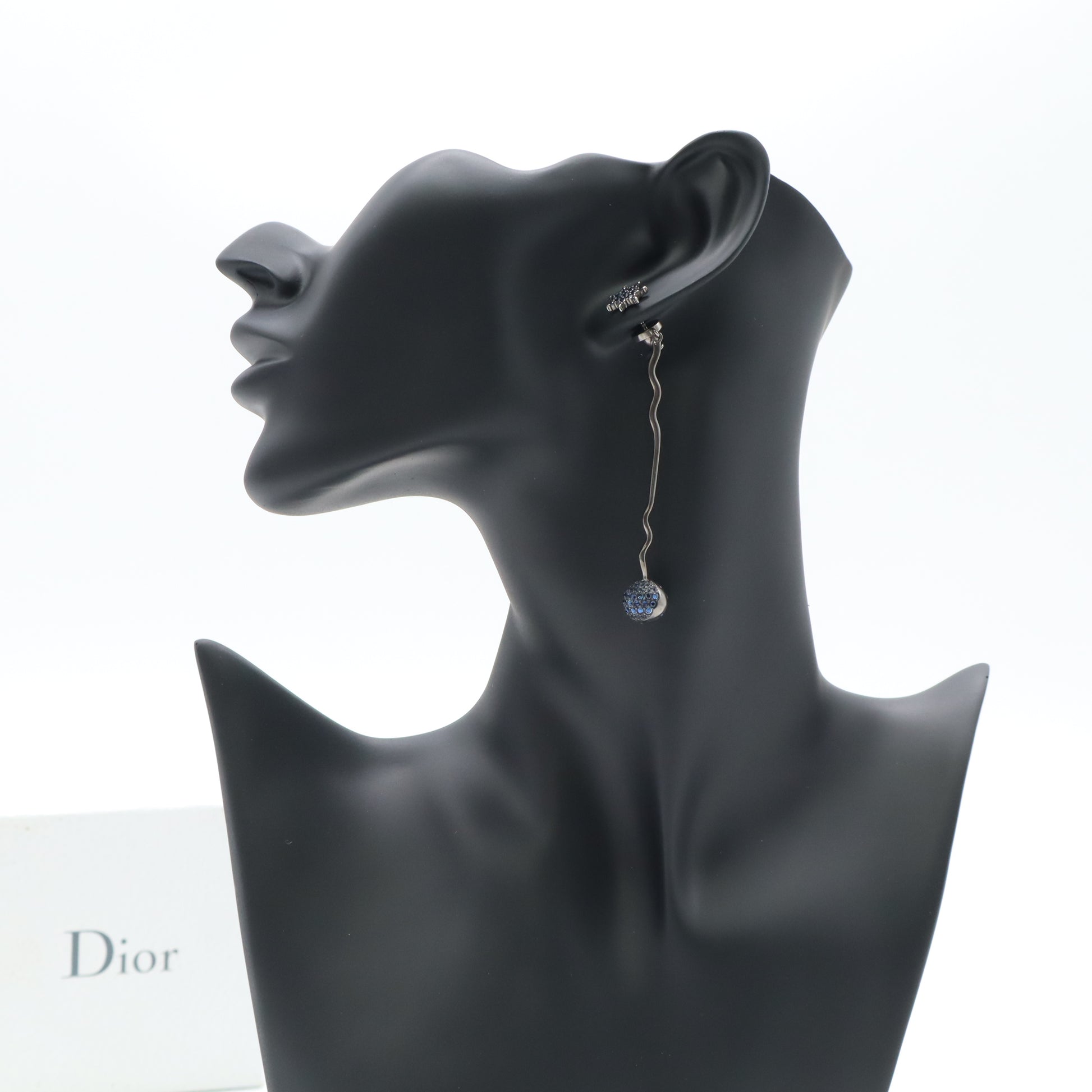 Dior Asymmetrical Wavy Crystal Ball Drop Earrings W21788
