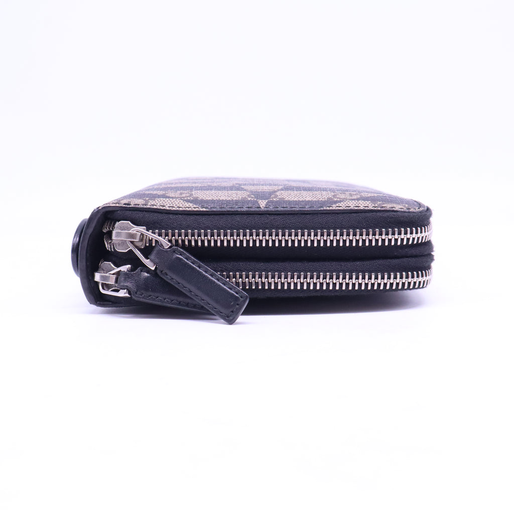 Beige Printed GG Supreme and Leather Zip Around Travel Clutch W20604
