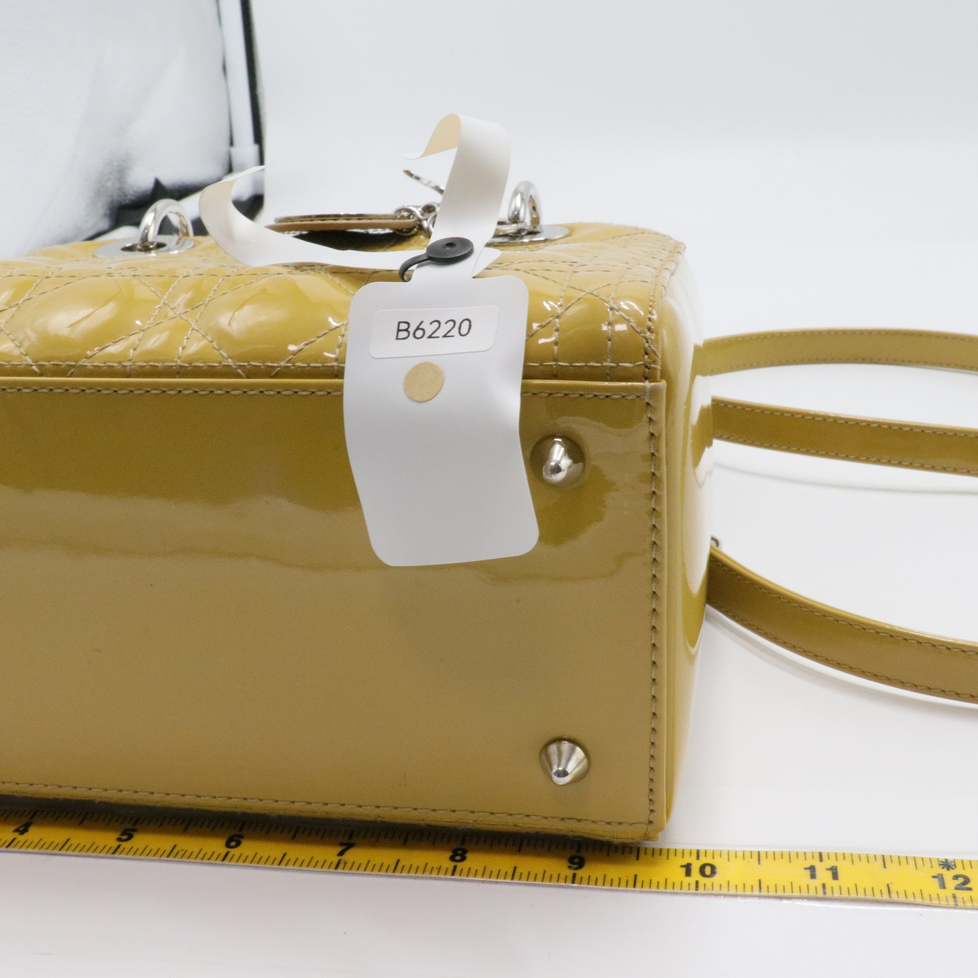 Christian Dior Lady Dior Bag Cannage Quilt Patent Medium