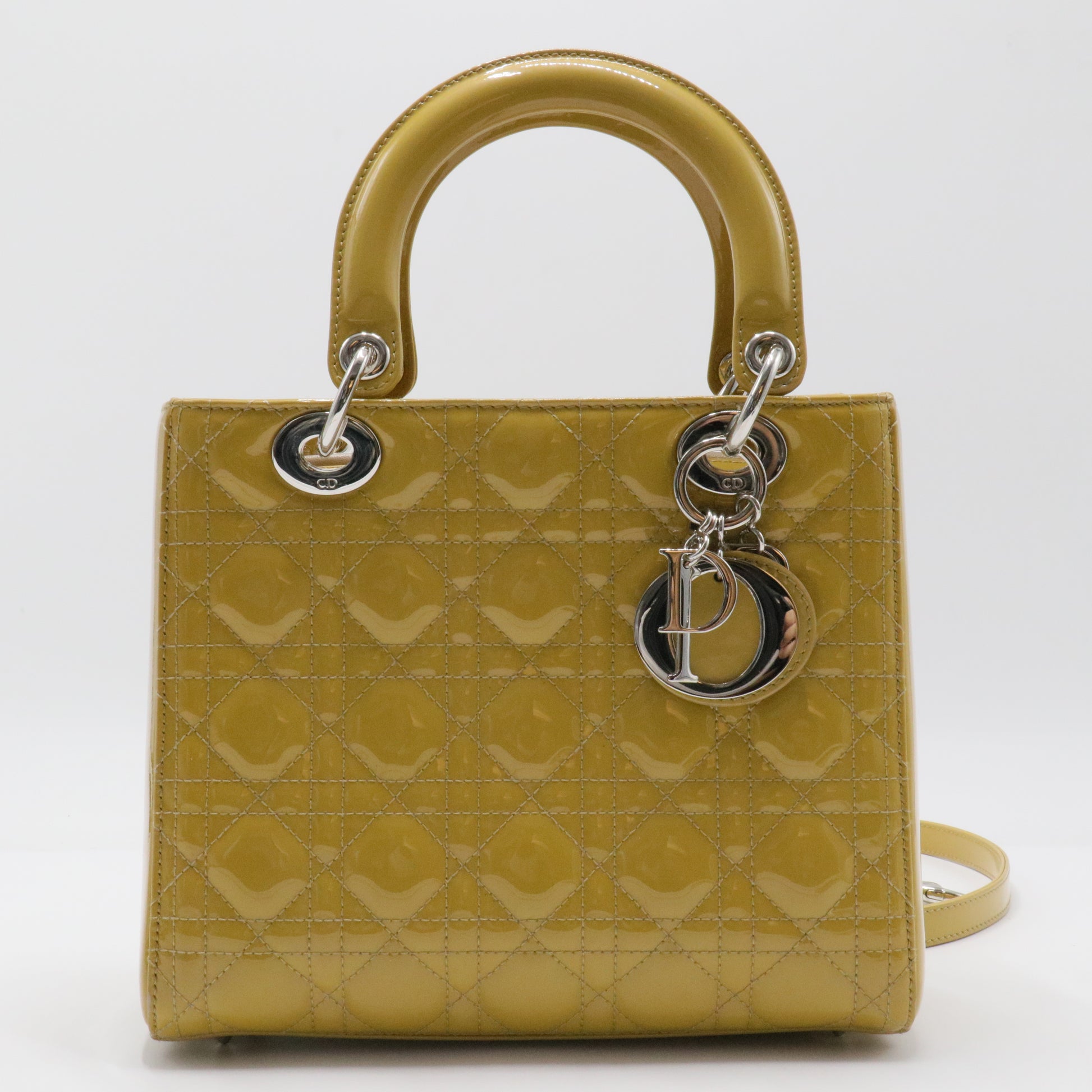 Christian Dior Lady Dior Bag Cannage Quilt Patent Medium