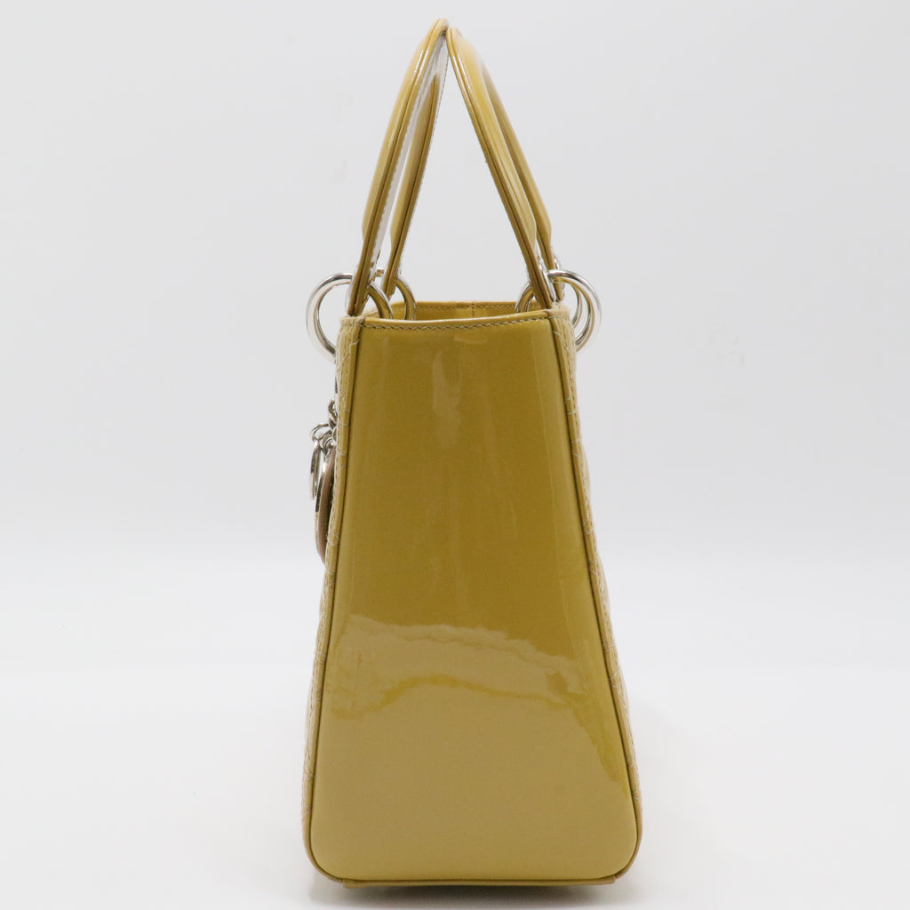 Christian Dior Lady Dior Bag Cannage Quilt Patent Medium