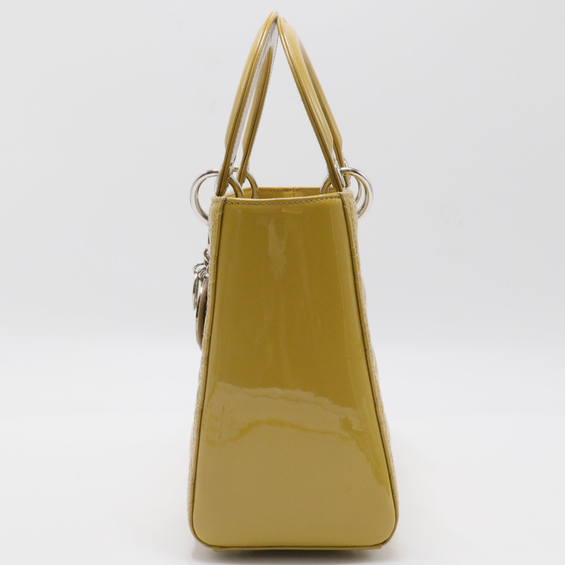 Christian Dior Lady Dior Bag Cannage Quilt Patent Medium