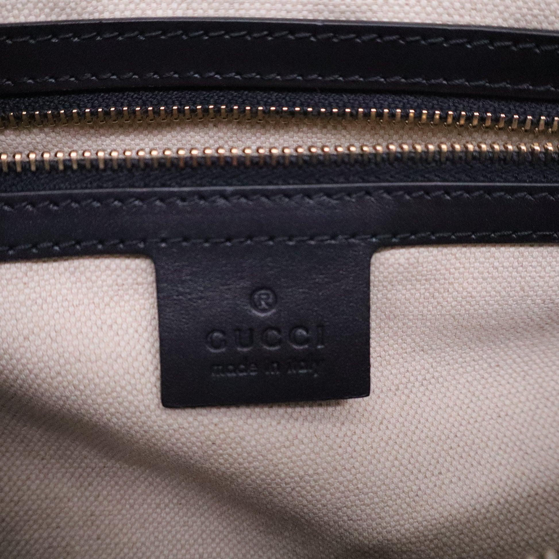 Beige/Navy Blue GG Canvas Medium Vintage Web Boston Bag