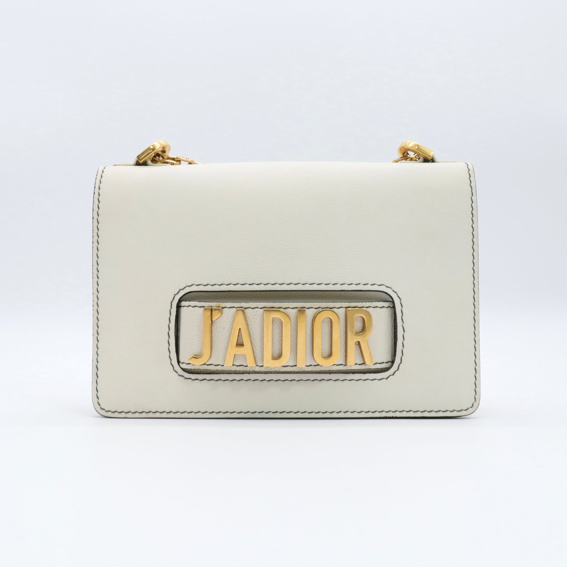 Calfskin J'Adior Chain Flap Bag Off White twins