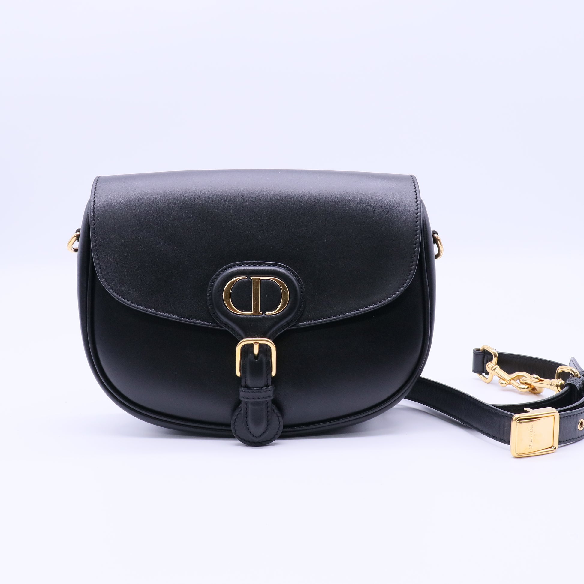 Christian Dior Box Calfskin Medium Bobby Flap Black twins B21941
