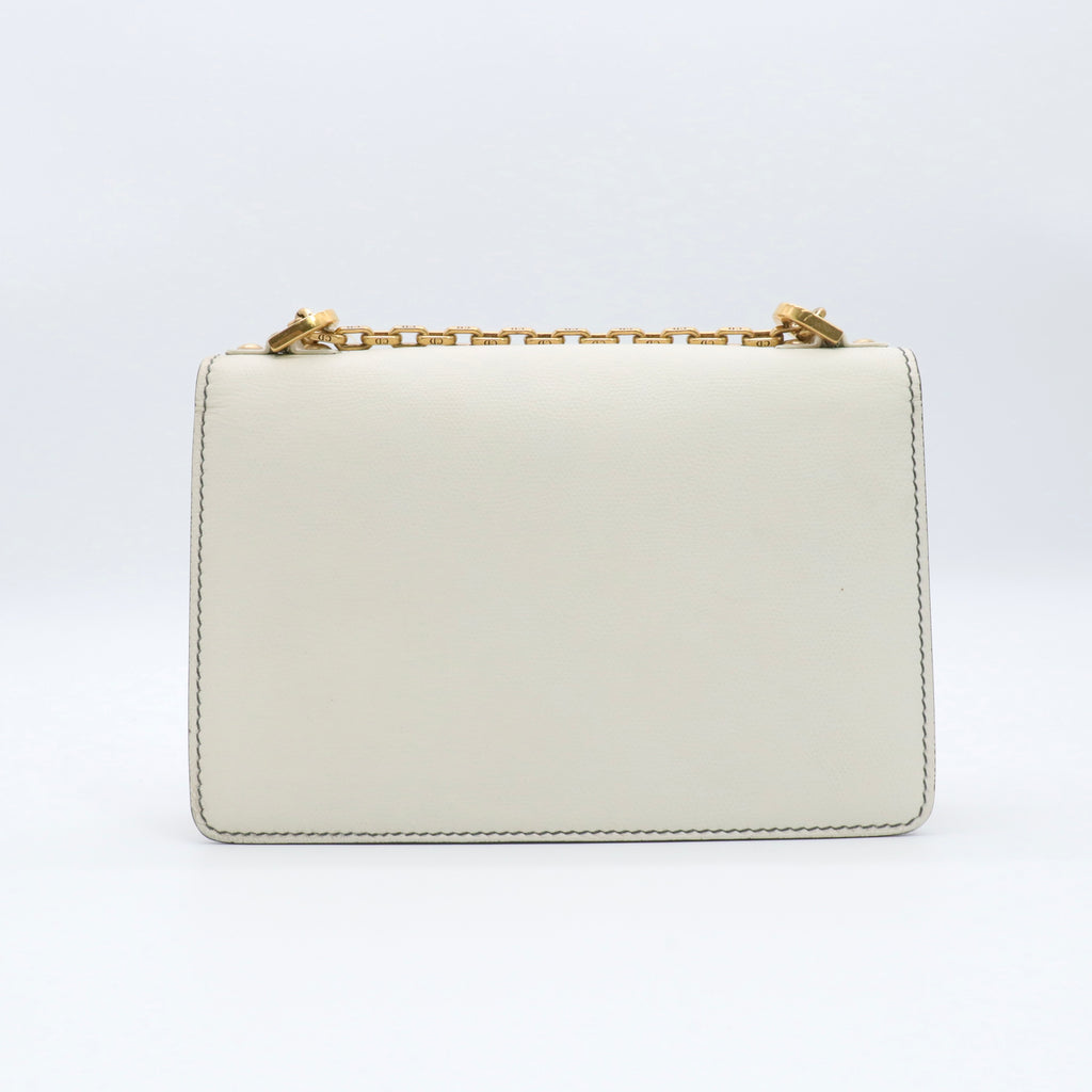 Calfskin J'Adior Chain Flap Bag Off White twins