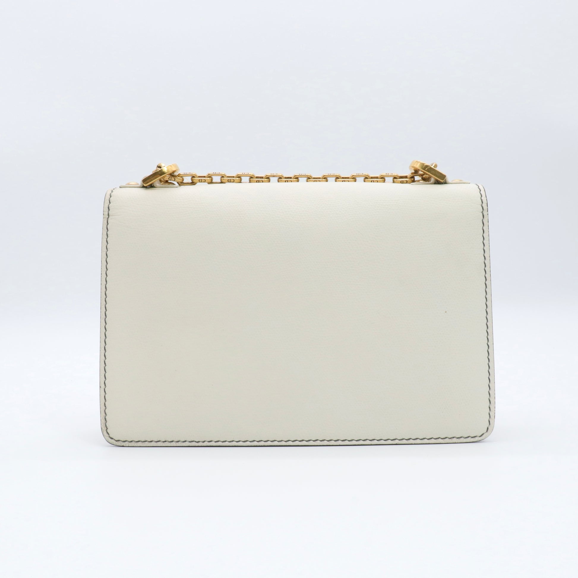 Calfskin J'Adior Chain Flap Bag Off White twins