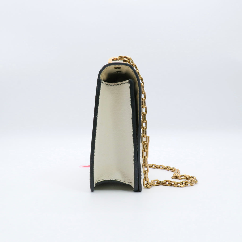 Calfskin J'Adior Chain Flap Bag Off White twins