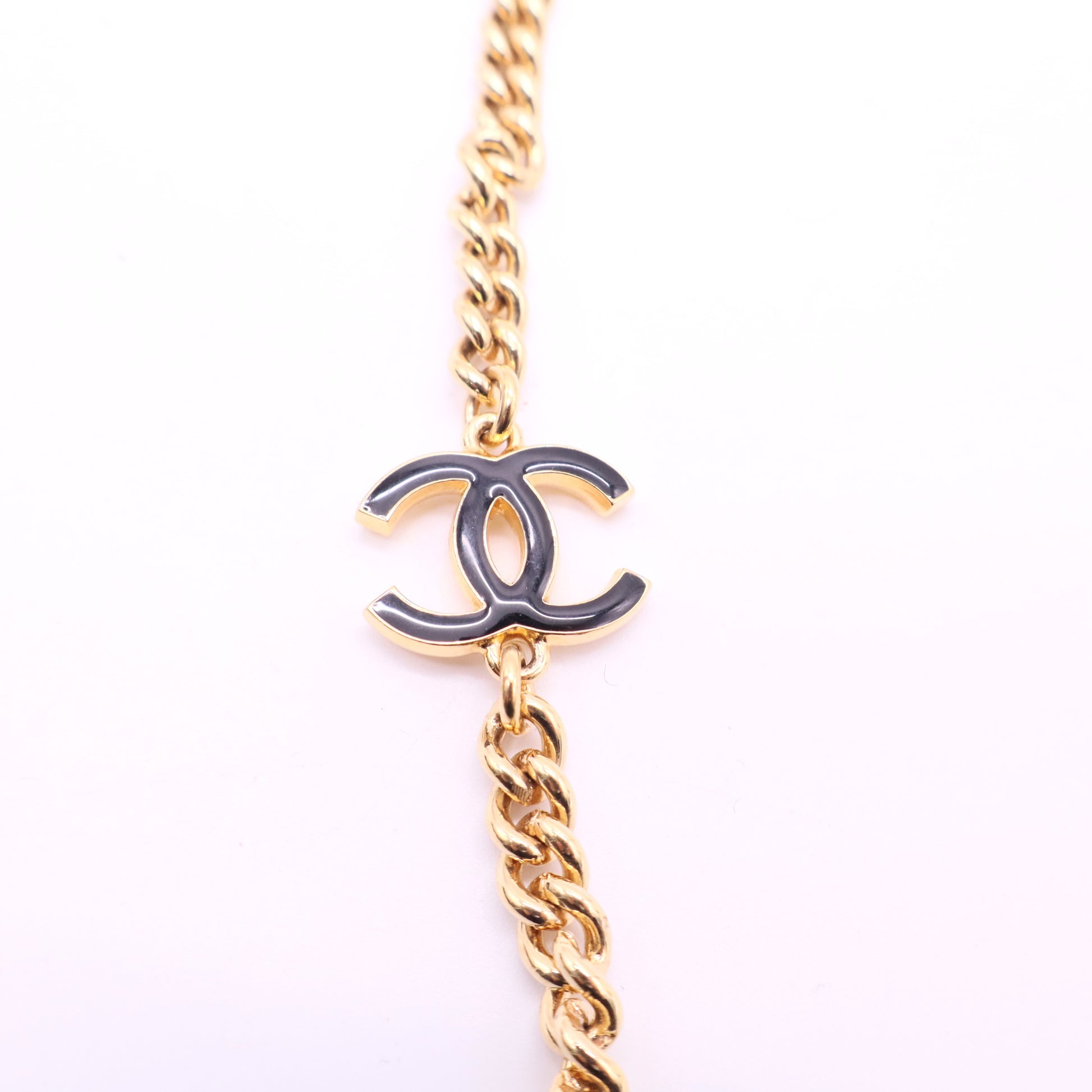 CHANEL Vintage CC Cross Station Necklace Faux Pearls and Metal twins