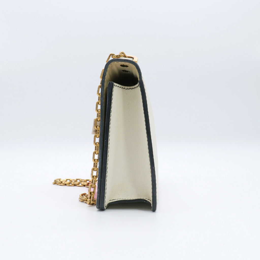 Calfskin J'Adior Chain Flap Bag Off White twins