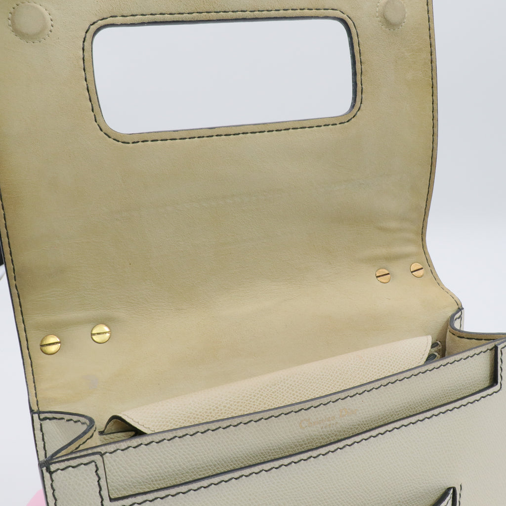 Calfskin J'Adior Chain Flap Bag Off White twins