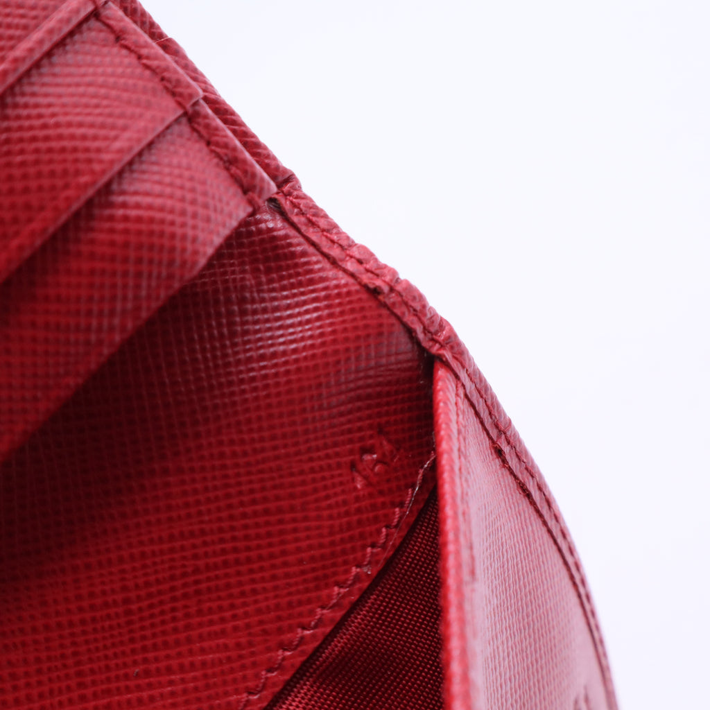 Red Saffiano Metal Leather Long Flap Wallet W20299