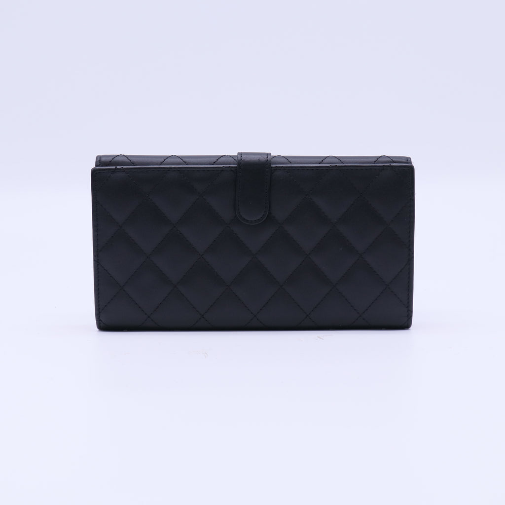 Black Calfskin Leather Ligne Cambon Continental Flap Wallet W21564