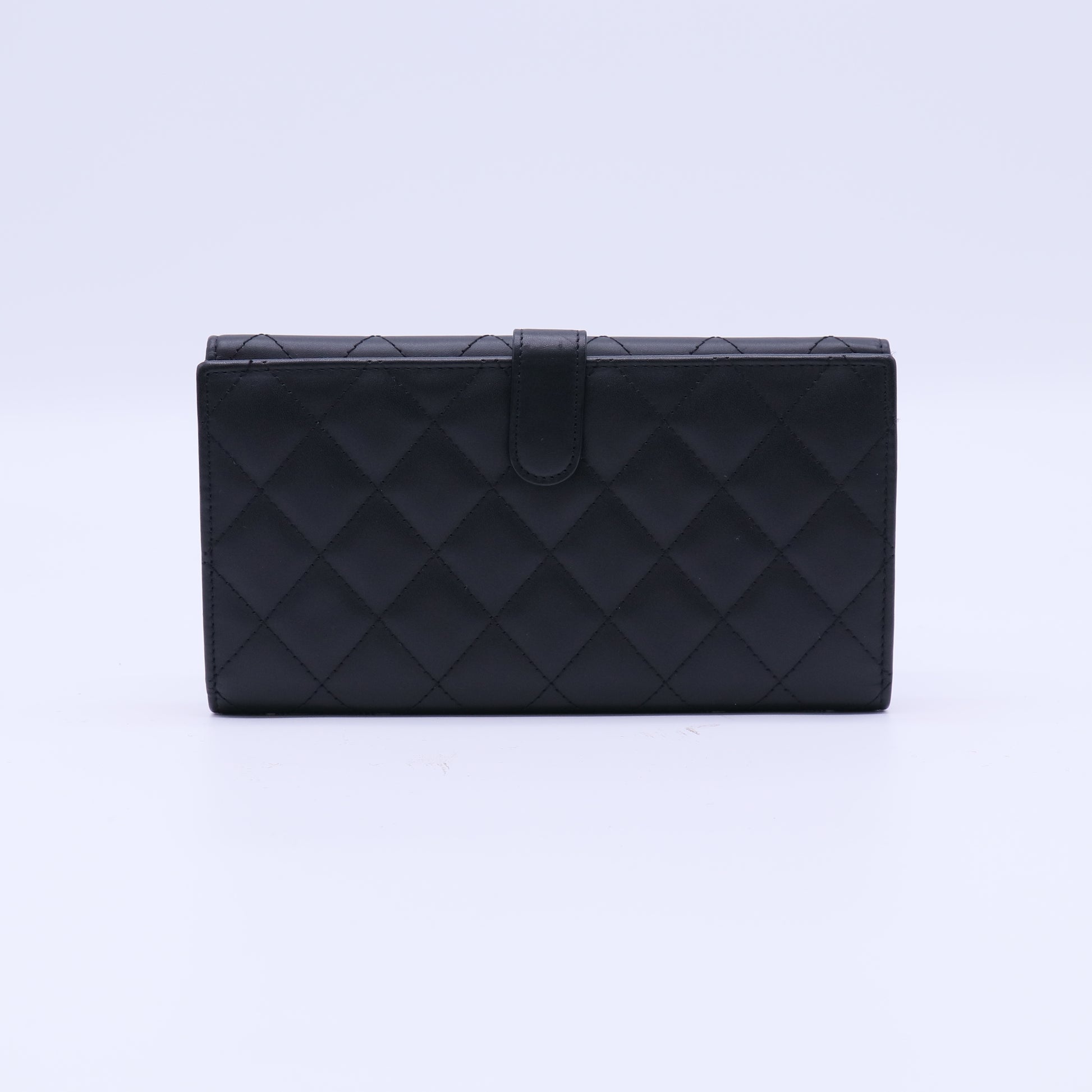 Black Calfskin Leather Ligne Cambon Continental Flap Wallet W21564