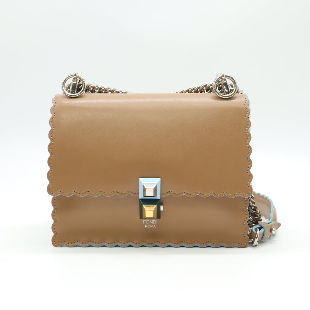 Fendi Kan I Scalloped Leather Shoulder Bag B22436