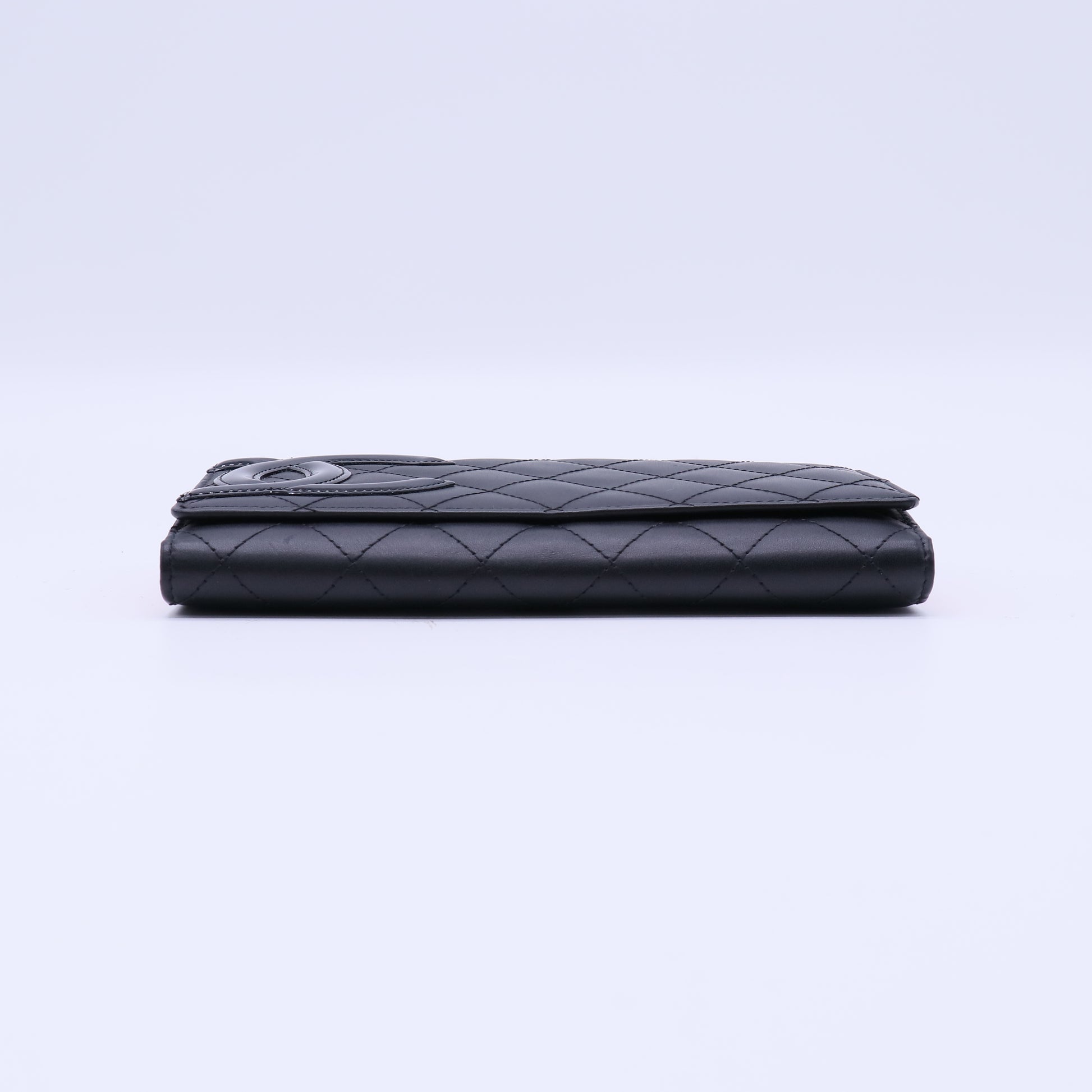 Black Calfskin Leather Ligne Cambon Continental Flap Wallet W21564