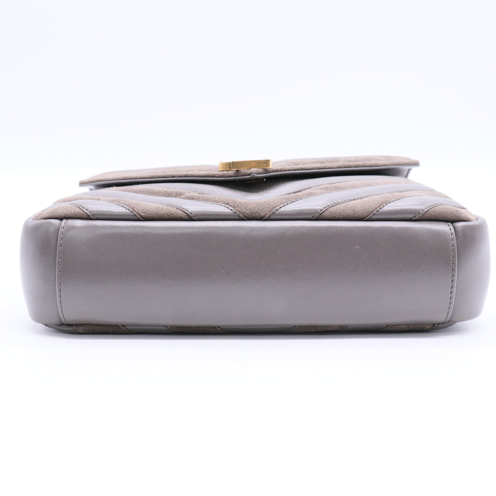 Classic Monogram College Bag Matelasse Chevron Leather and Suede Medium twins LDJ3004