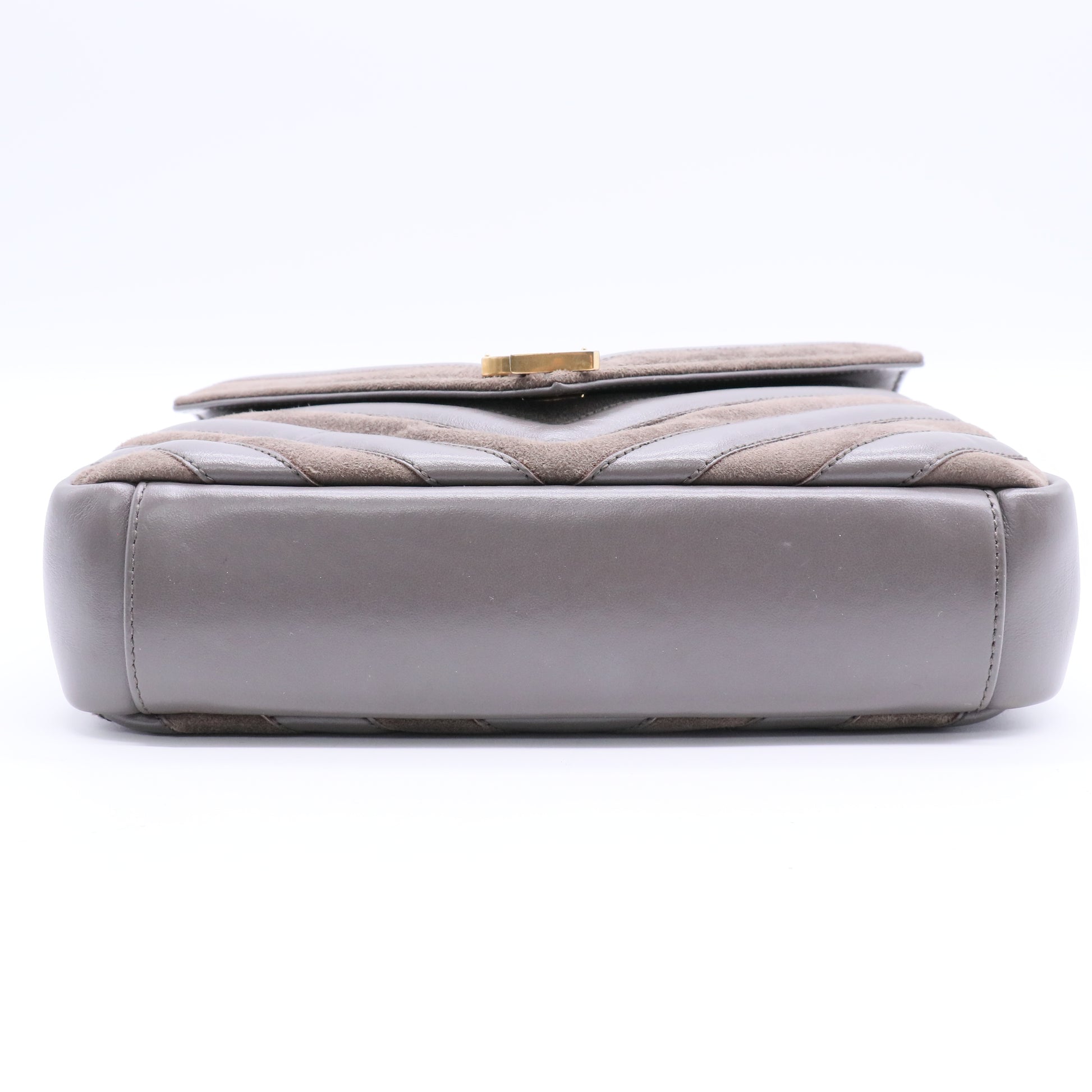 Classic Monogram College Bag Matelasse Chevron Leather and Suede Medium twins LDJ3004