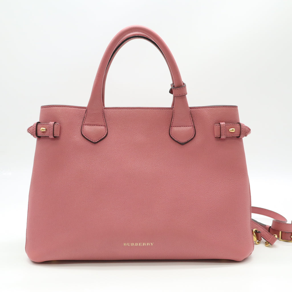 Banner Tote Leather and House Check Canvas Small B21836