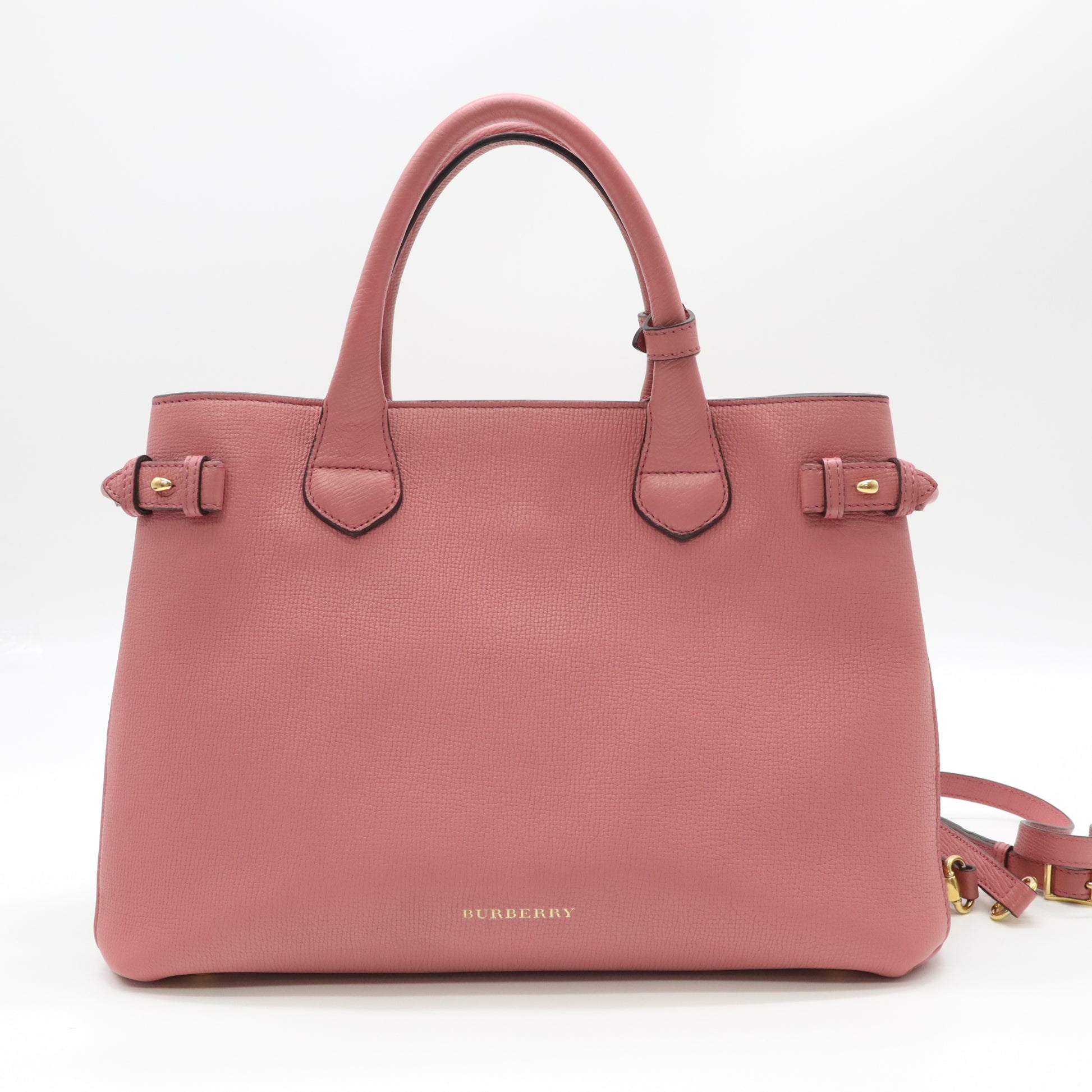 Banner Tote Leather and House Check Canvas Small B21836