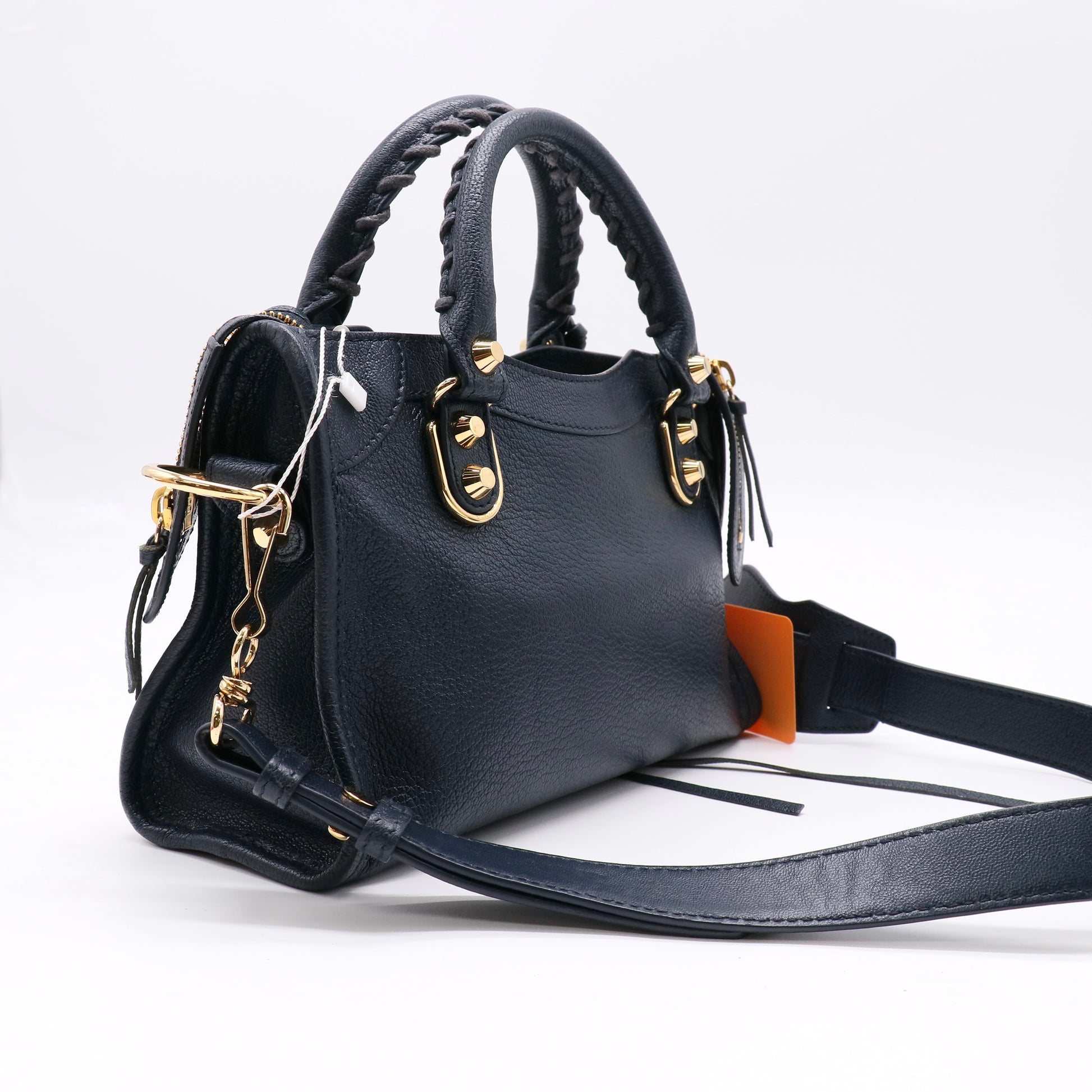 Balenciaga Navy Mini City Leather Motocross Bag Complete Accessories twins LDZ439