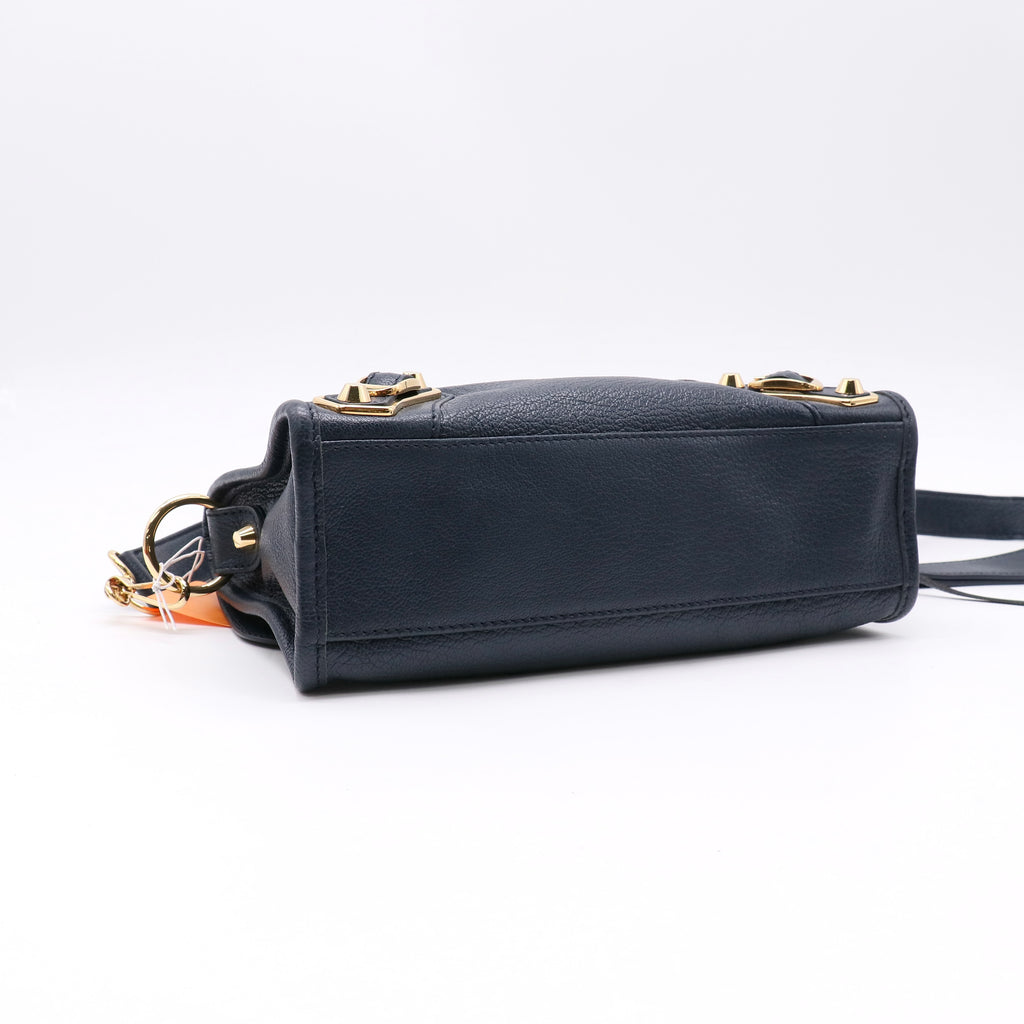 Balenciaga Navy Mini City Leather Motocross Bag Complete Accessories twins LDZ439