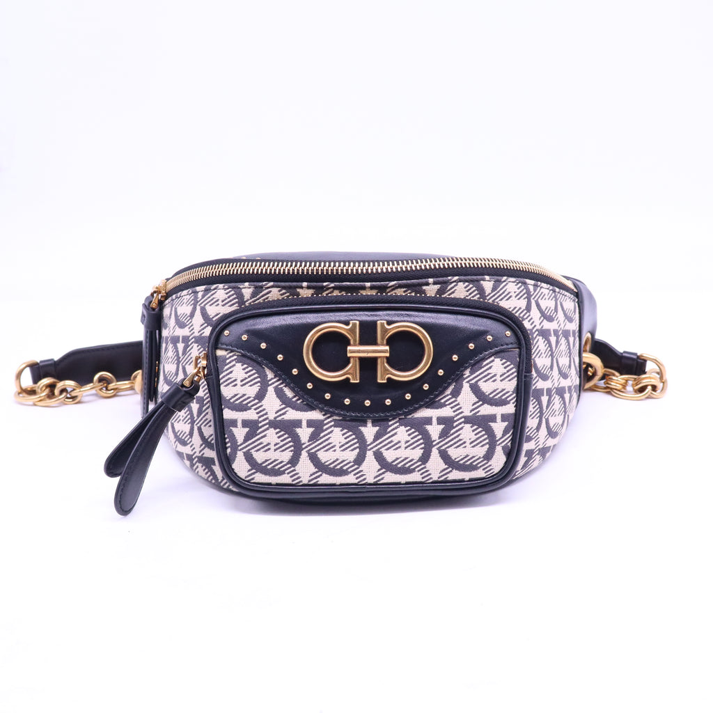 Canvas Calfskin Gancini Studded Waist Bag B21288